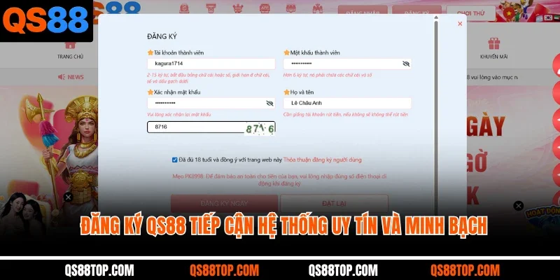 Đăng ký QS88 tiếp cận hệ thống uy tín và minh bạch