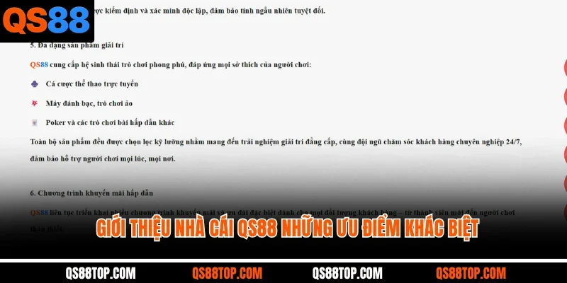 Giới thiệu nhà cái QS88 những ưu điểm khác biệt