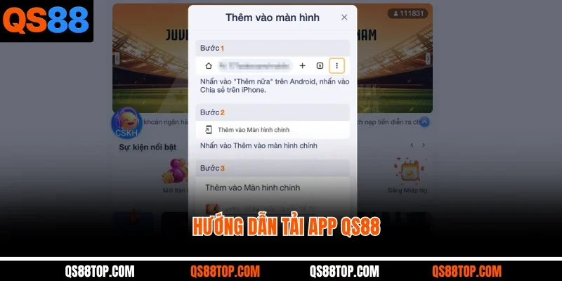 Hướng dẫn tải app QS88