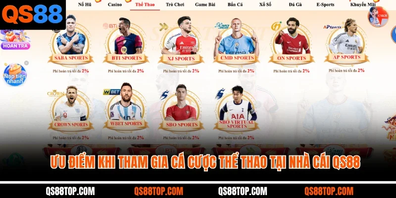 Ưu điểm khi tham gia cá cược thể thao tại nhà cái QS88