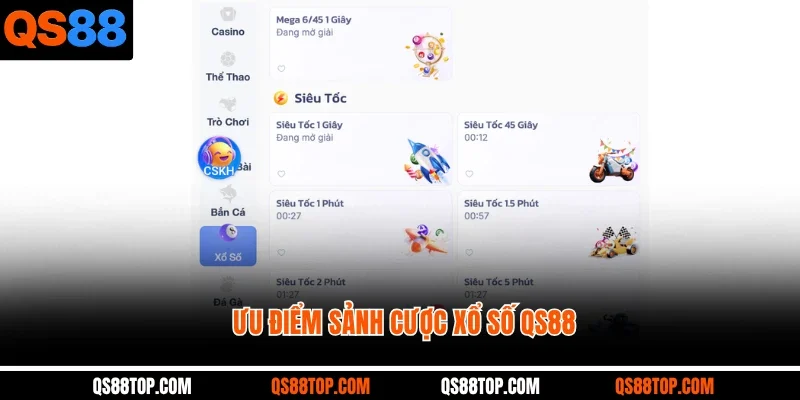 Ưu điểm sảnh cược xổ số QS88 